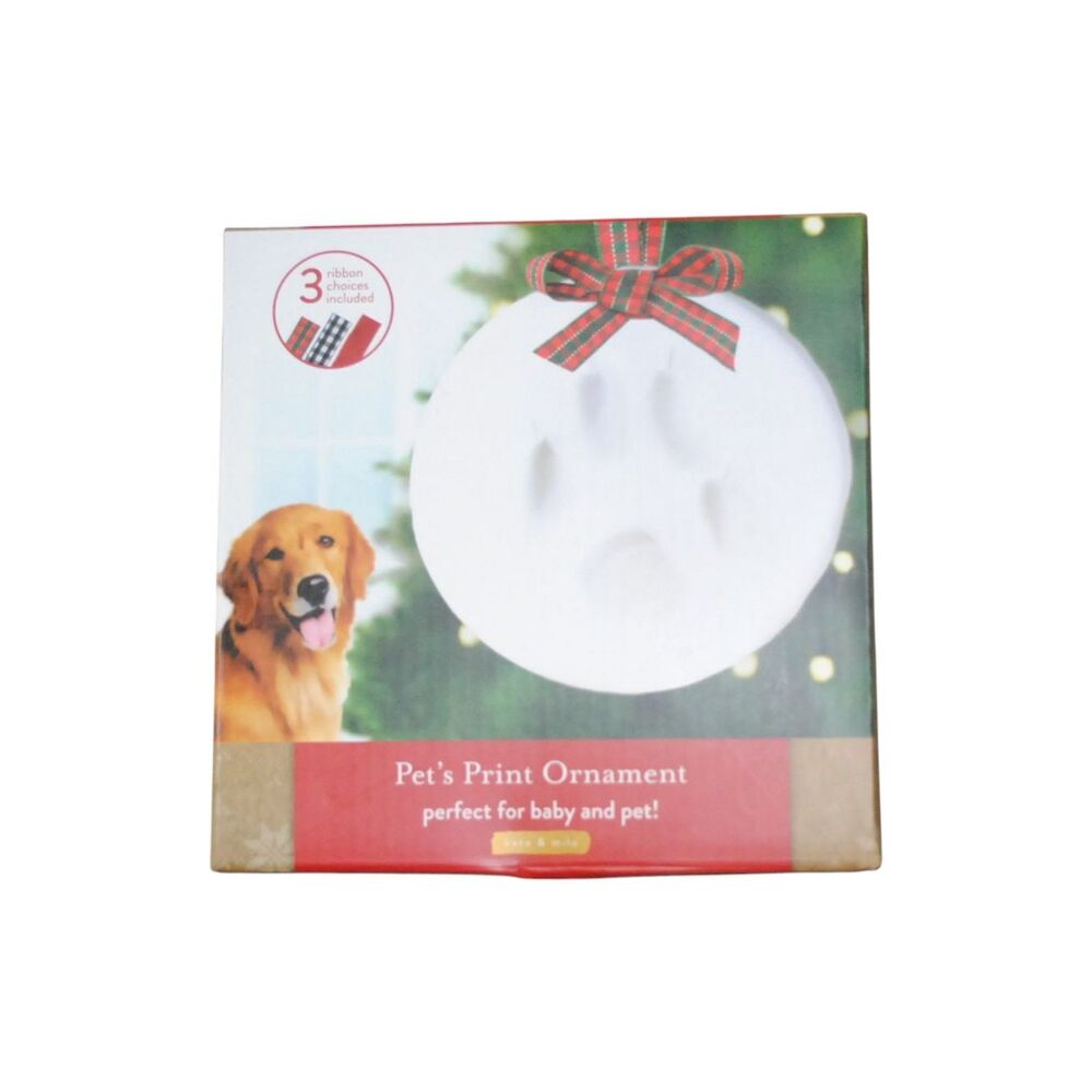 Kate & Milo Holiday Pawprints Christmas Ornament, DIY No Mess Clay Paw Print Imp
